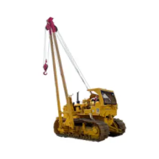 Pipeline construction equipment setup on jobsite